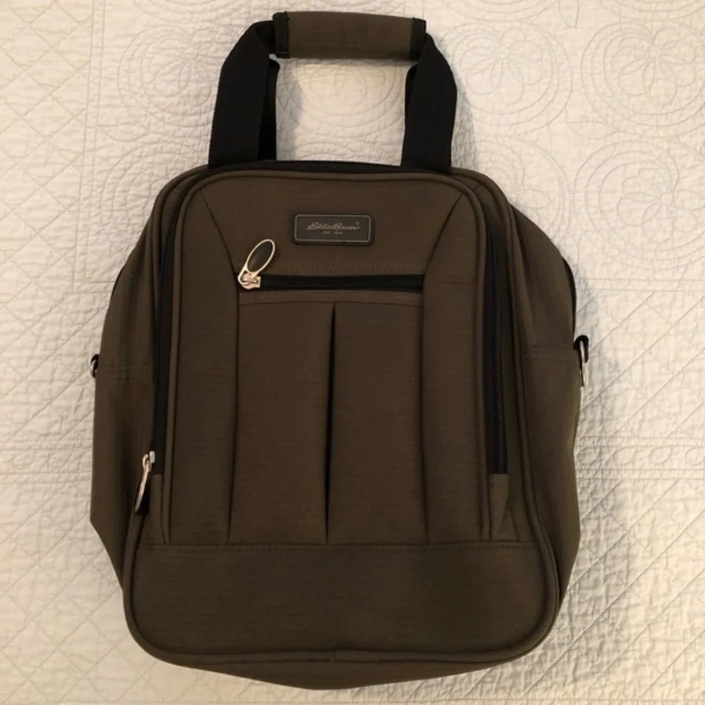 Eddie Bauer carry on travel bag lap top bag. Green rip stop material.